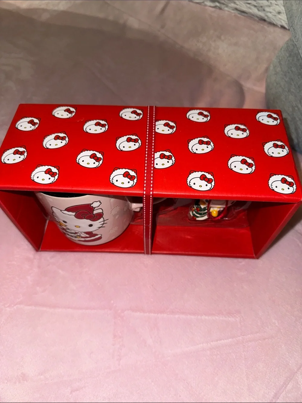 Hello Kitty Pink and Red Holiday Mug & Ornament Set